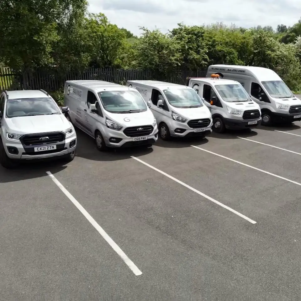 CG Paving Company Ltd vans and team fleet ready for commercial surfacing projects